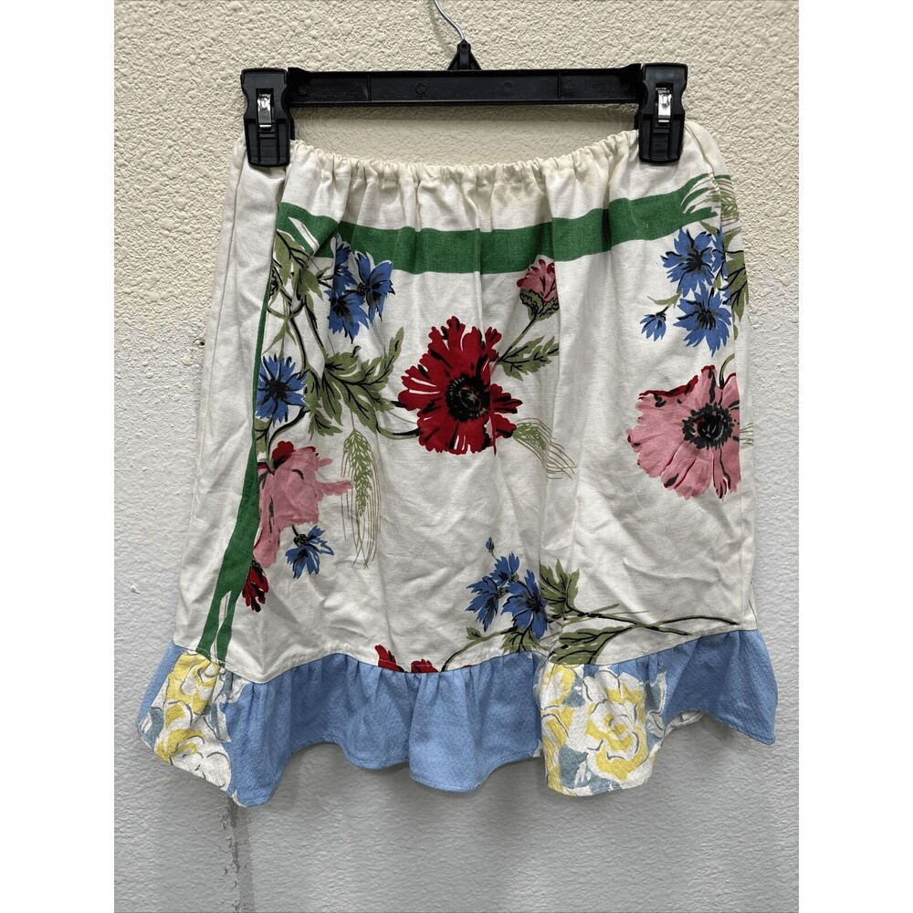 Dragonfly Dreams Skirt Women S Blue Green Ruffle 25x18” Vintage Fabric Elastic